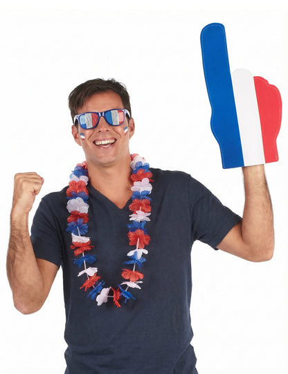 Conjunto de Adepto França: Óculos, Colar Havaiano e Mão gigante