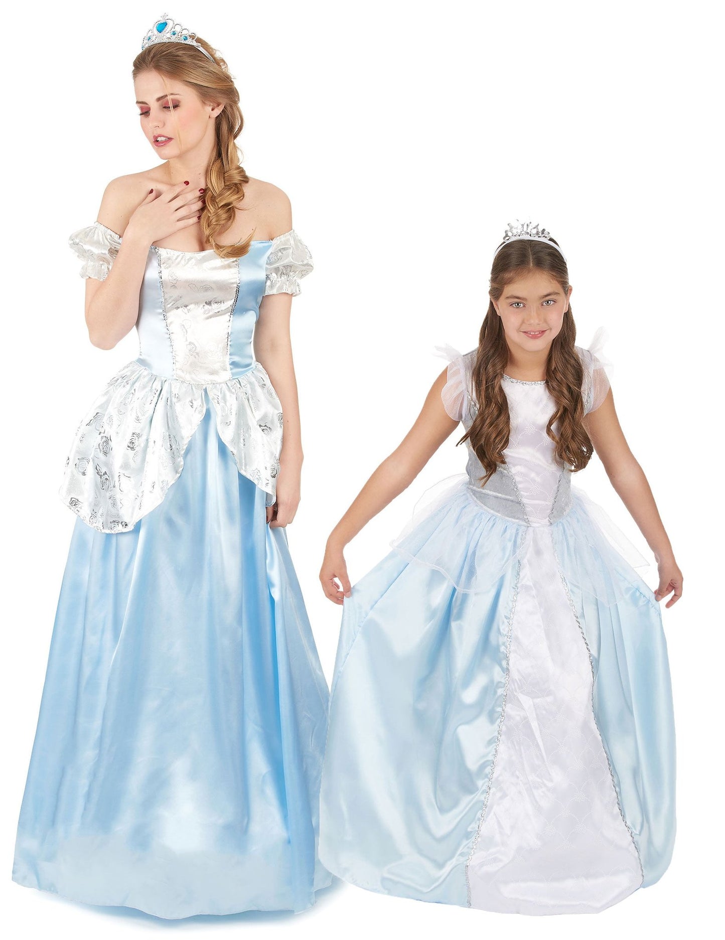 Fato de princesa azul para casal mãe e filha