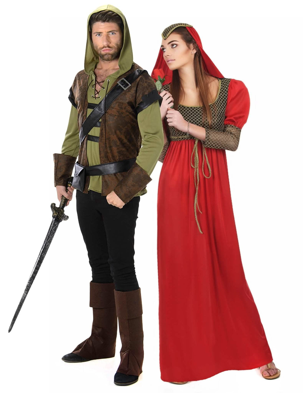 Disfarce homem dos bosques e princesa medieval