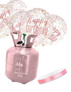Kit de cilindros de hélio com 6 balões de confettis transparentes e fita de cetim