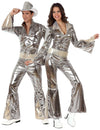 Disfarce de casal disco prateado adulto