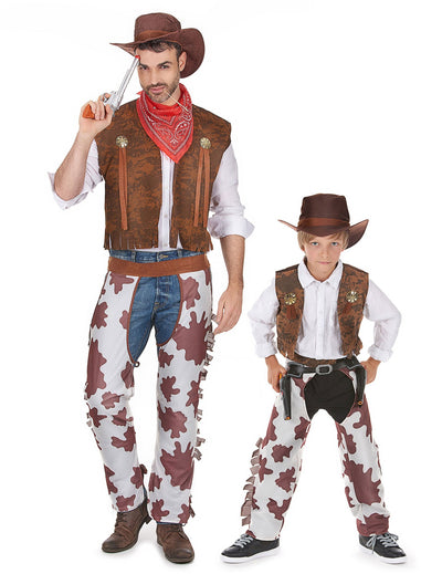 Disfarce cowboy casal pai e filho