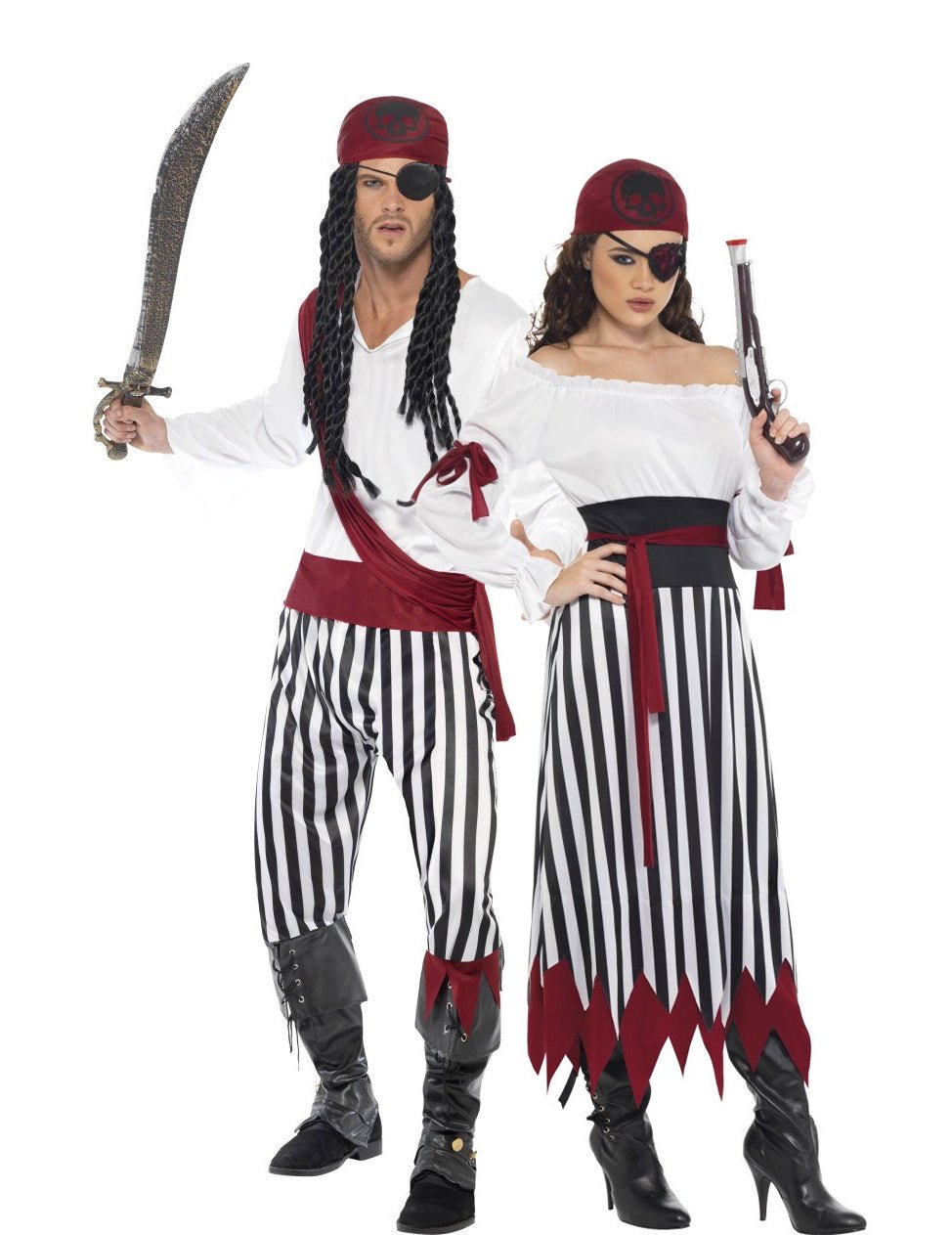 Disfarce pirata listrado para casais