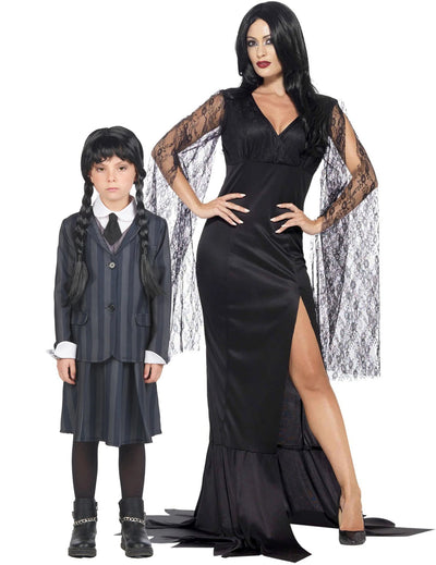 Fato de casal família macabra mãe e filha Halloween
