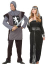 Disfarce de casal medieval cinzento e preto adulto