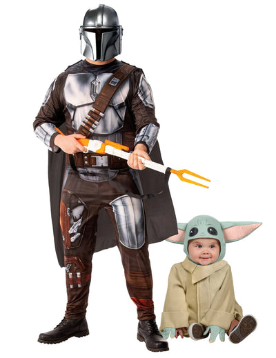 Fato de Casal Mandaloriano e Bebé Yoda pai e filho