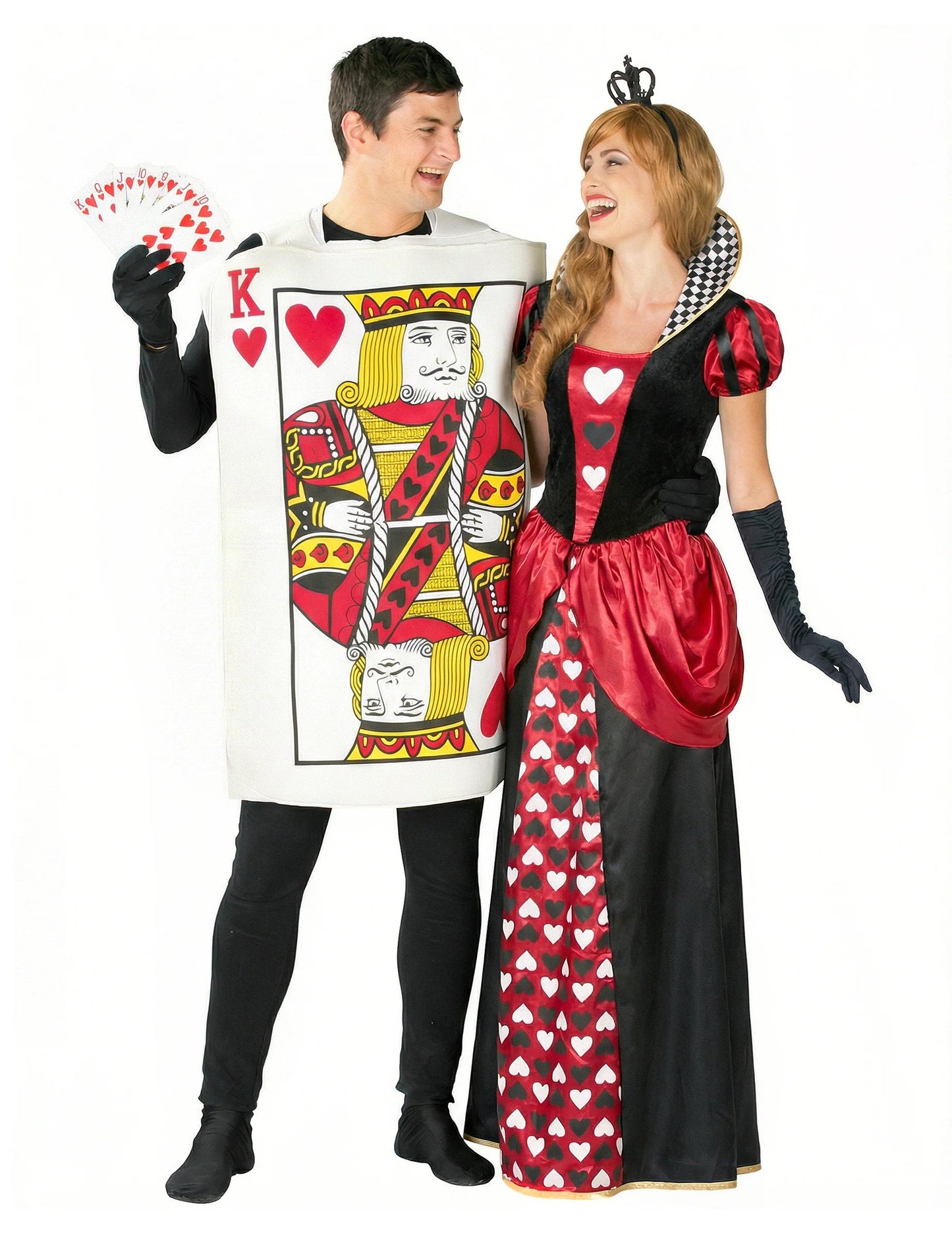 Fato de casal Rainha e Rei de Copas para adultos