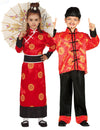 Disfarce casal chinês vermelho criança