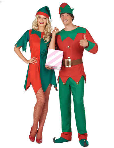 Disfarce de casal duendes de Natal para adulto