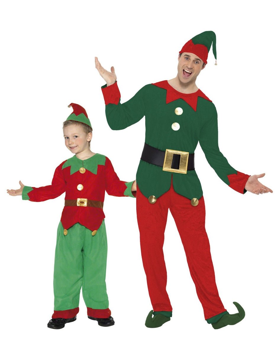 Disfarce de casal duendes de Natal Pai e Filho