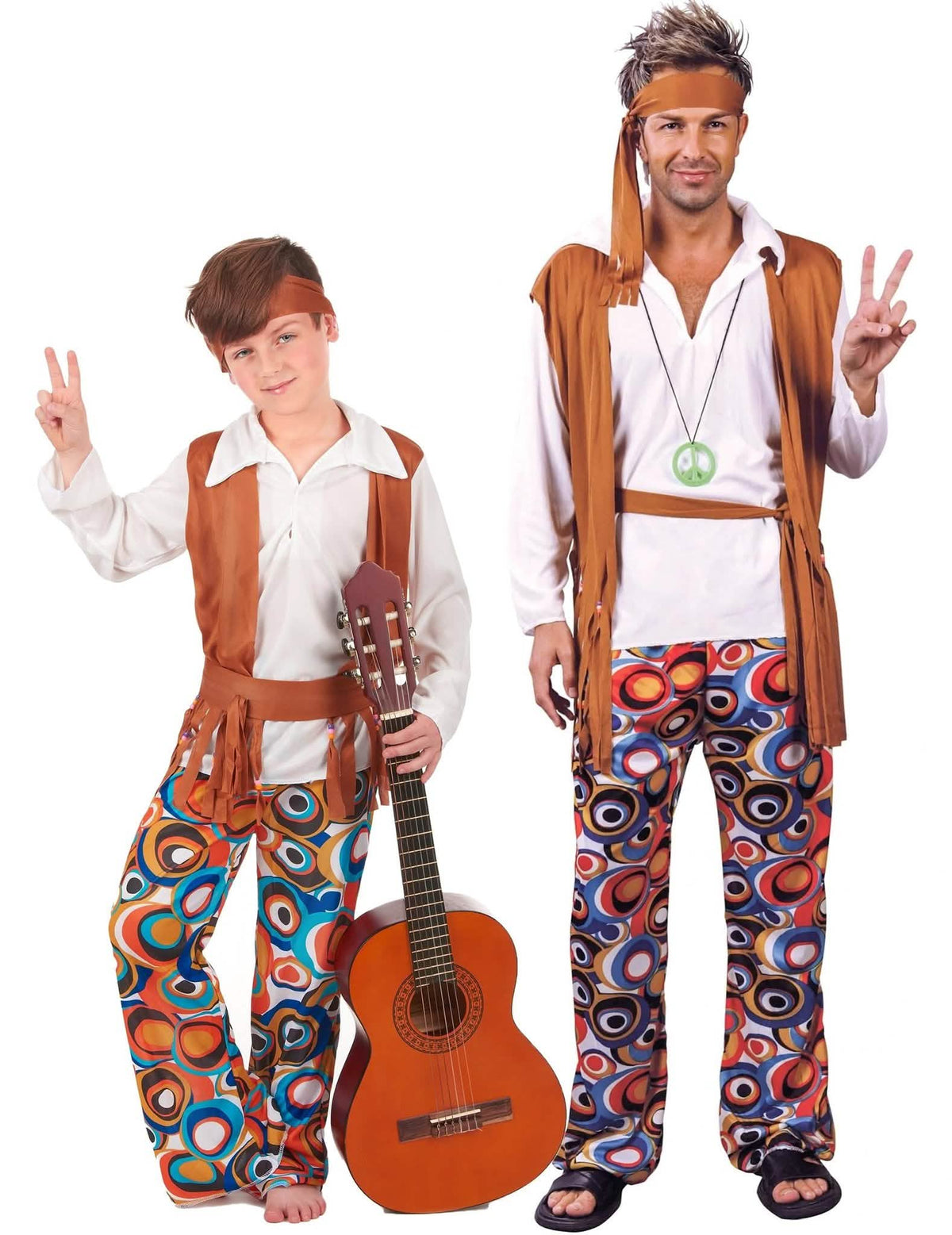 Disfarce de casal hippie pai e filho