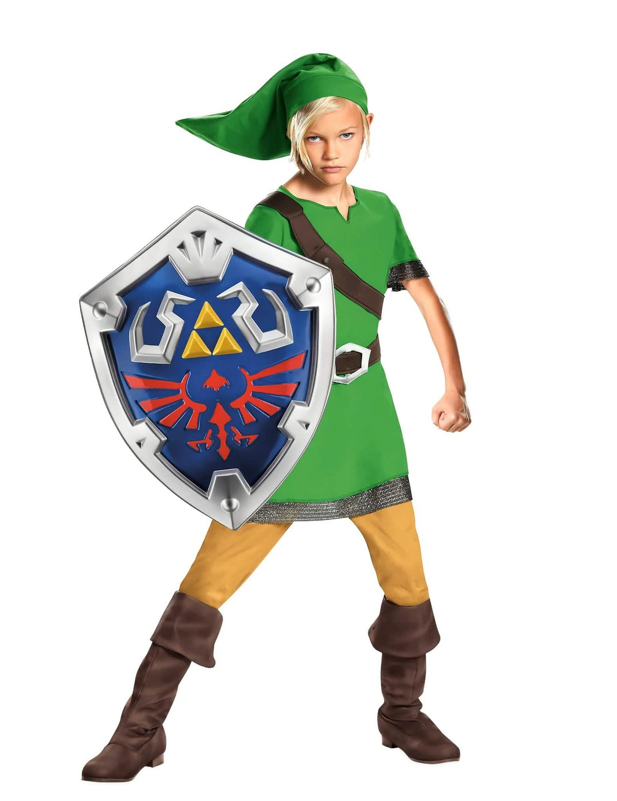 Kit de fantasia Link Zelda™ para criança com escudo