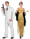 Disfarce de casal gangster branco e charleston com franjas adulto