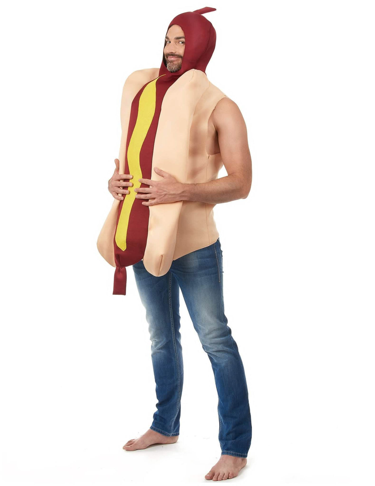 Disfarce de casal cachorro-quente e ketchup adulto