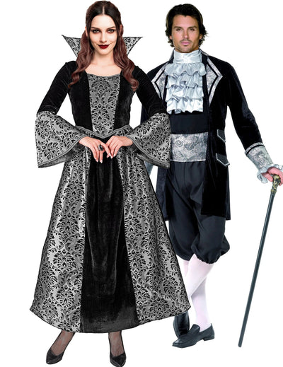 Fato de casal vampiro barroco para adultos