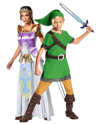 Disfarce de casal Zelda e Link para mãe e filho