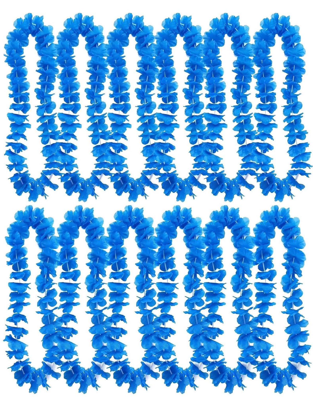 12 colares havaianos azul vivo