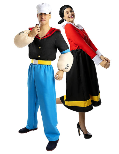 Disfarce de casal Popeye™ e Olivia™ para adultos