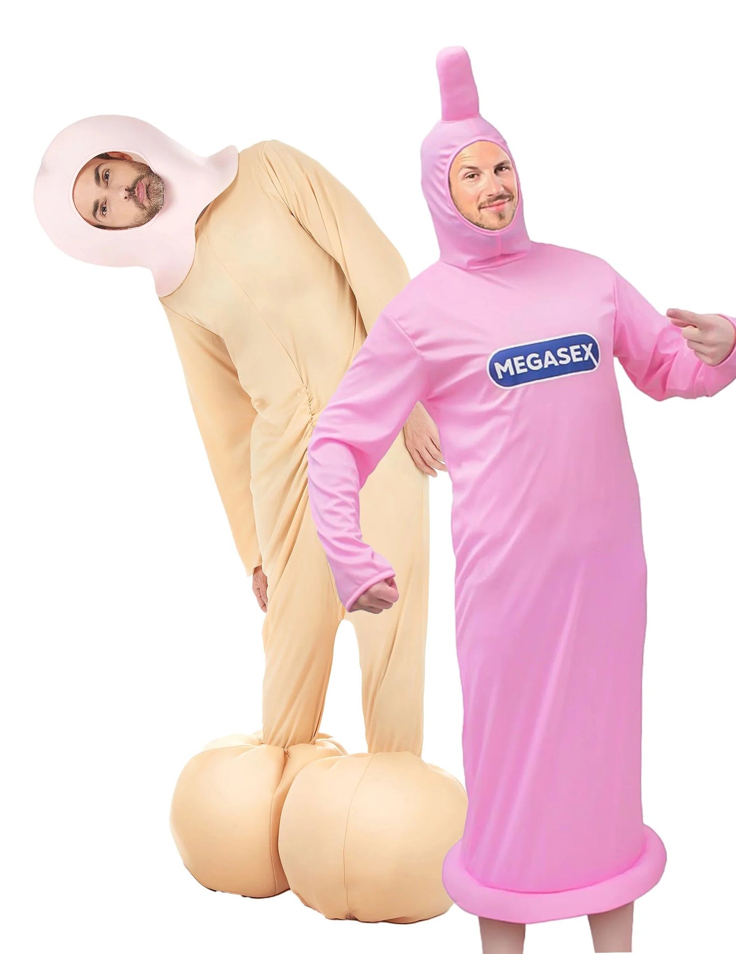 Disfarce de casal humorístico pénis e preservativo para adultos