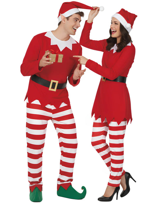 Disfarce de Casal de Elfos de Natal para Adulto