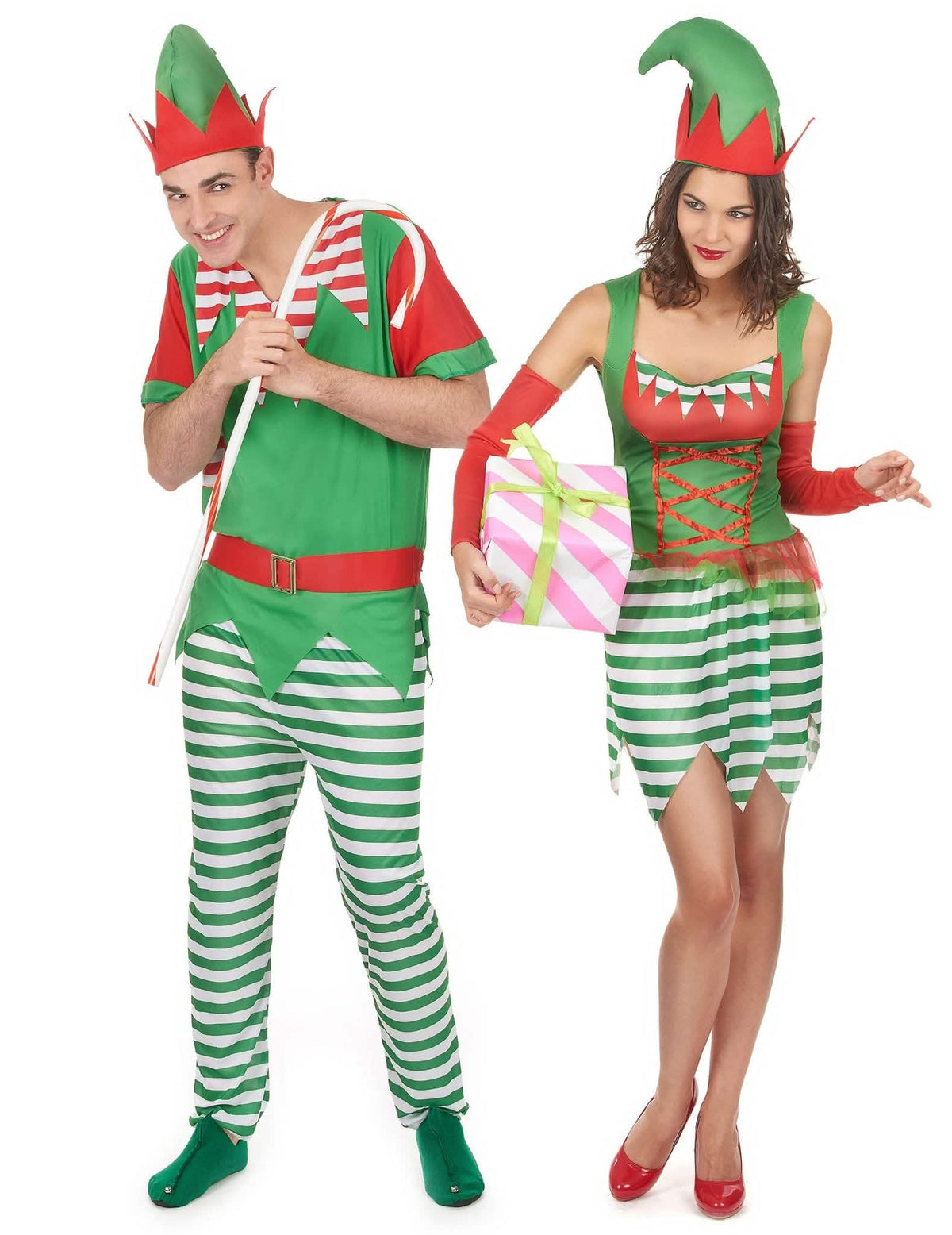 Disfarce de casal duendes de Natal adulto