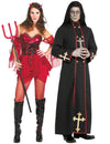 Fantasia sexy de casal de diabo e monge demoníaco para Halloween adulto
