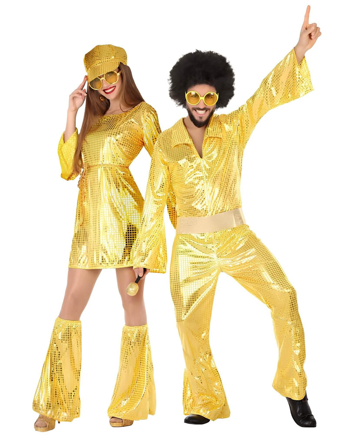 Disfarce de casal disco dourado