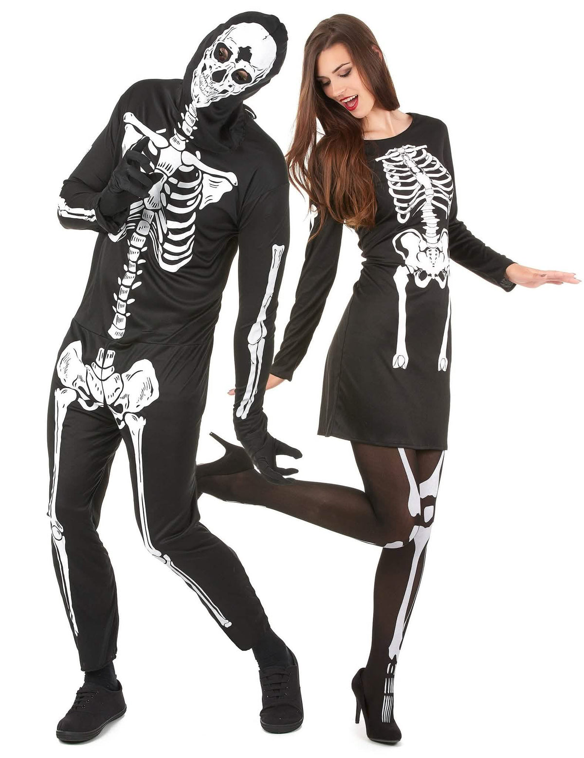 Disfarce de casal esqueleto para adulto Halloween