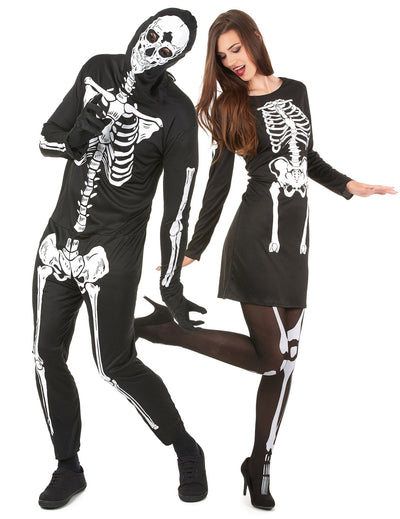 Disfarce de casal esqueleto para adulto Halloween