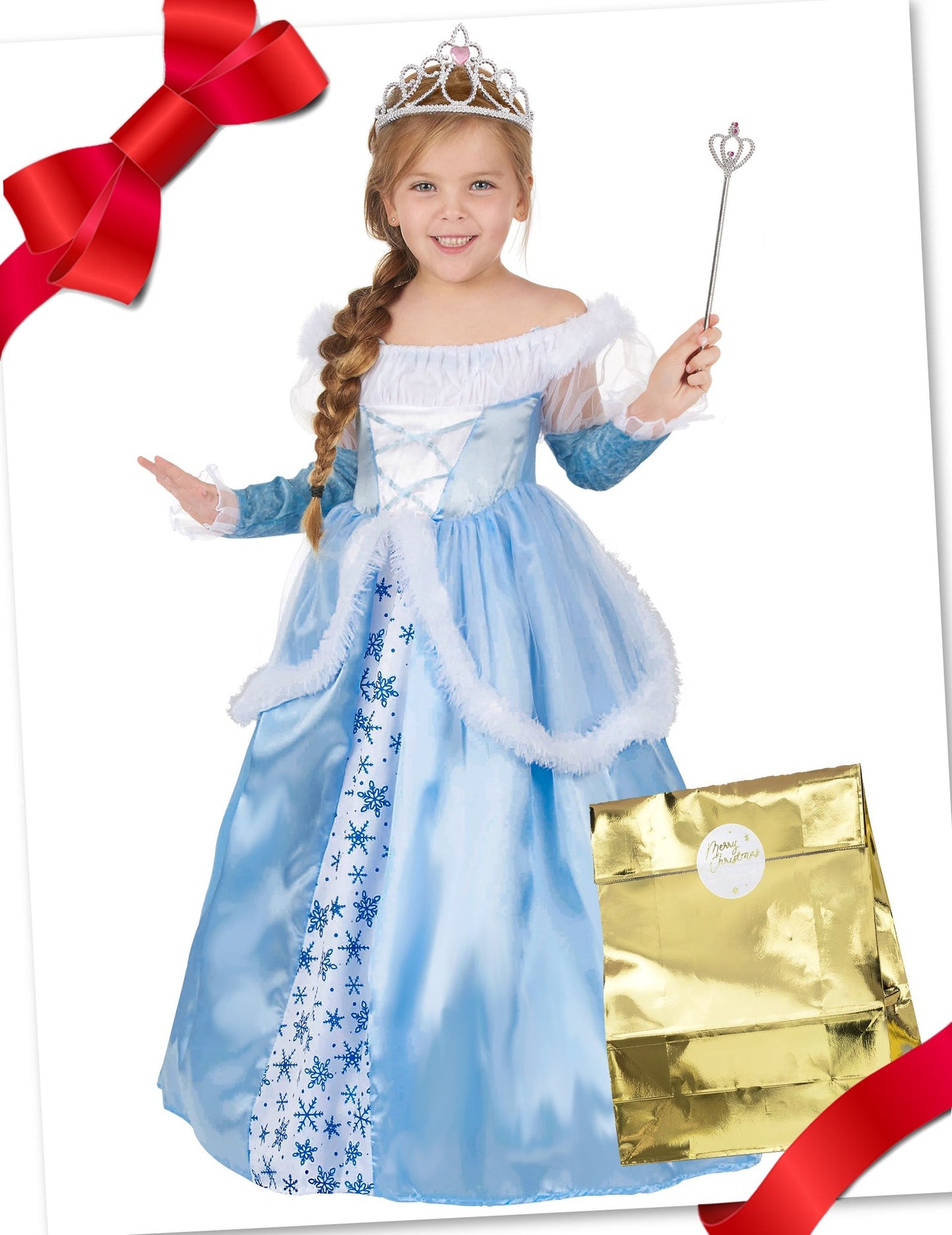 Caixa de presente disfarce princesa azul com acessórios menina