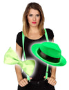 Kit de acessórios de chapéu e laço verde fluo para adultos