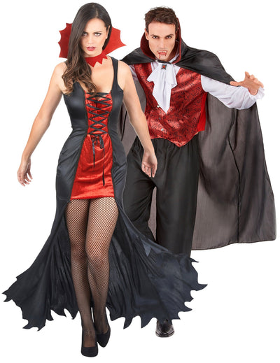 Fantasia adulta de casal de vampiros de Halloween