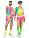 Fantasia de casal para aeróbica com estampa tie-dye para adultos