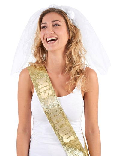 Conjunto de acessórios faixa e véu de noiva mulher