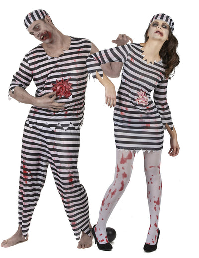 Disfarce de casal Prisioneiros zombie Halloween