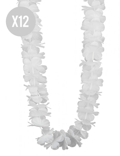 12 Colares havaianos brancos
