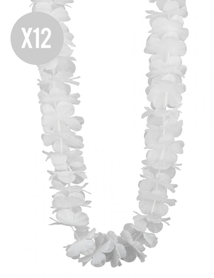 12 Colares havaianos brancos