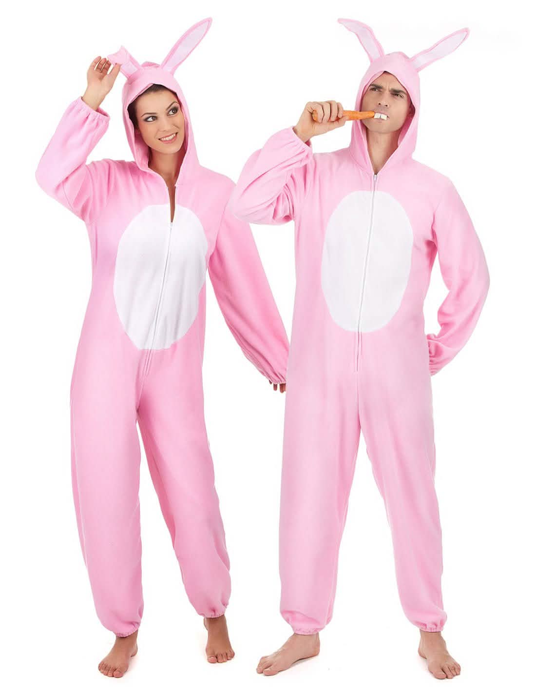 Disfarce de casal coelho cor-de-rosa