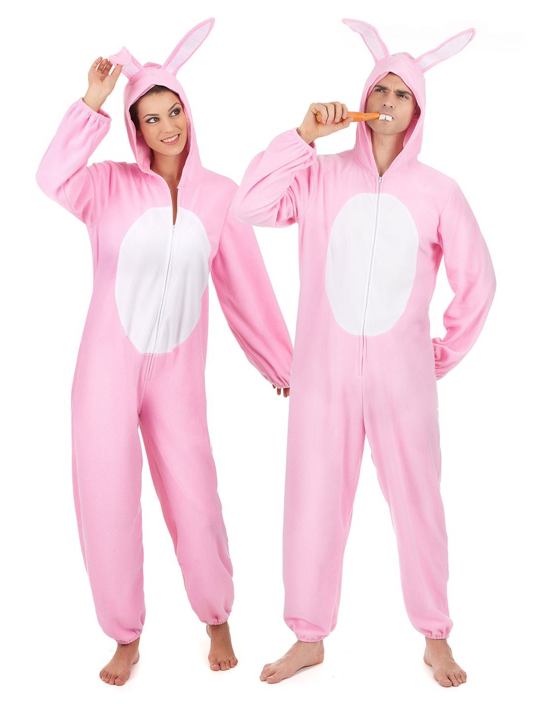 Disfarce de casal coelho cor-de-rosa