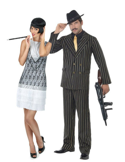 Disfarce de casal gangster charleston chique adulto