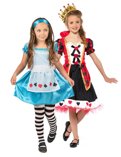 Disfarce de casal Alice e a Rainha de Copas meninas
