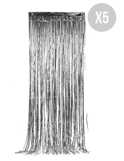 Pack de 5 cortinas cintilantes prateadas