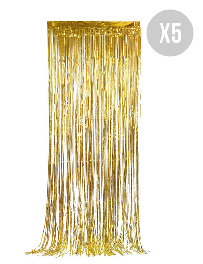 Pack de 5 cortinas douradas cintilantes