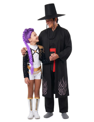 Disfarce de casal Rumi™ e demónio Kpop Demon Hunters™ para pai e filha