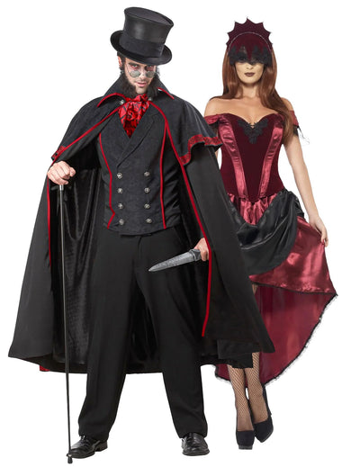Fato de casal Jack o Estripador e a sua vítima para adulto
