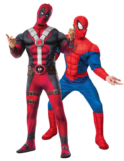 Fato de casal Homem-Aranha e Deadpool para adulto