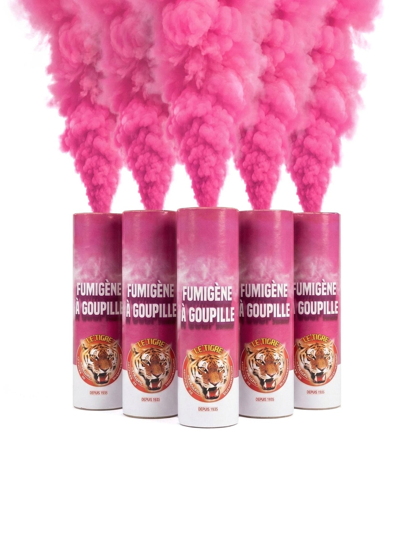 Pack de 5 fumígenos com pino cor-de-rosa 1 min