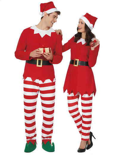 Disfarce de Casal de Elfos de Natal para Adulto