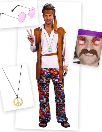 Pack disfarce hippie homem