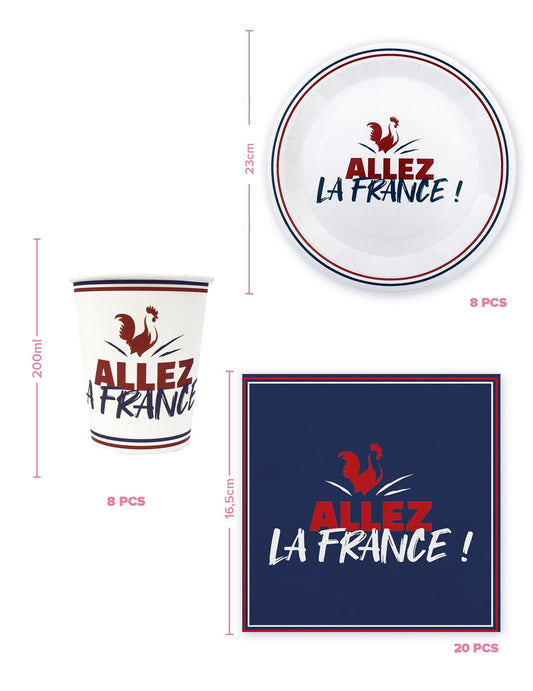 Kit de louça descartável Allez la France